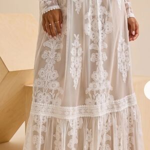 Altar'd State White Lace Maxi Skirt
